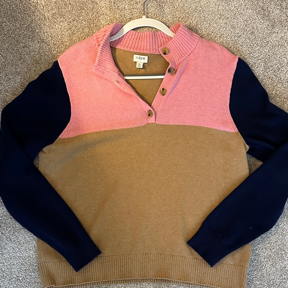 J. Crew Women's Cowl Neck Sweater - Pink, Navy, Tan